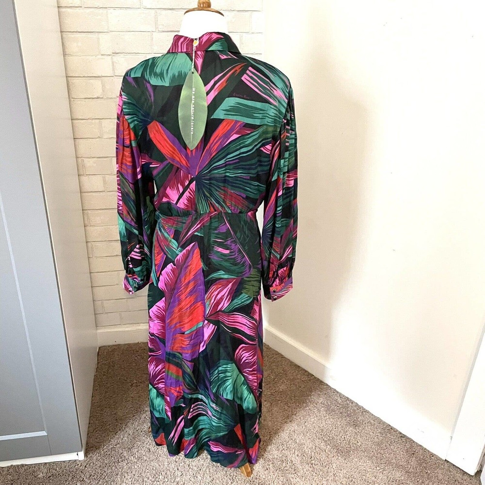 Farm Rio Midnight Leaves Lenzing Ecovero Viscose Midi Dress - Picture 7 of 11